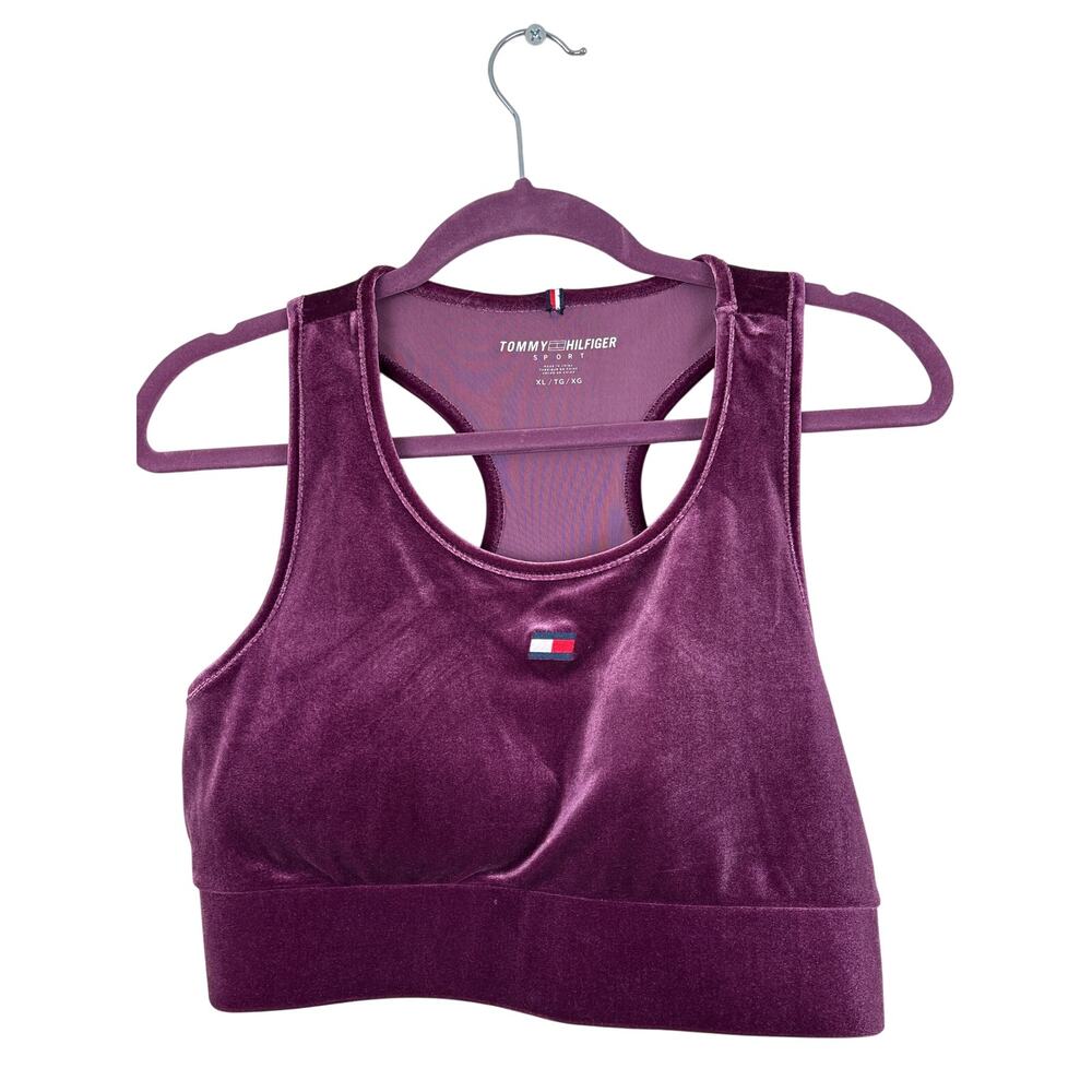 Tommy Hilfiger Sport Womens XL Purple Velvet Racerback Sports Bra NWT